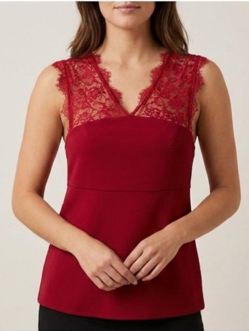 New Noir Red Tank Top With Lace Womens TOP